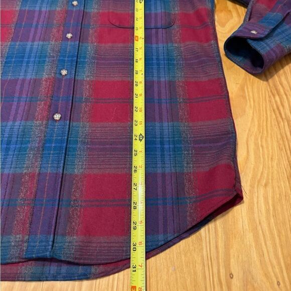 Vintage Pendleton Wool Plaid Button Shirt Size Men’s MED Red/Blue - Picture 3 of 6